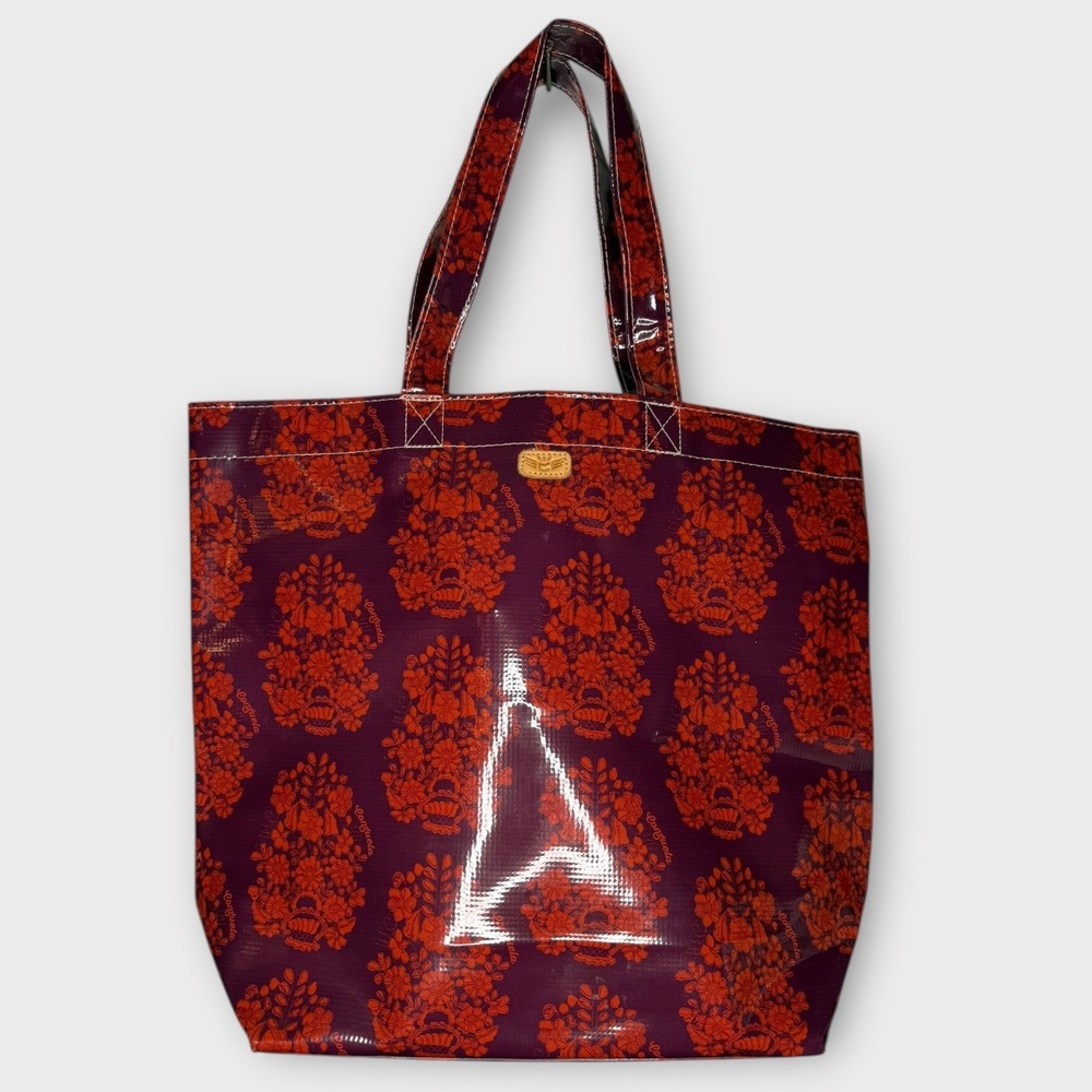 Consuela Red Floral Patterned Tote on Deep Purple